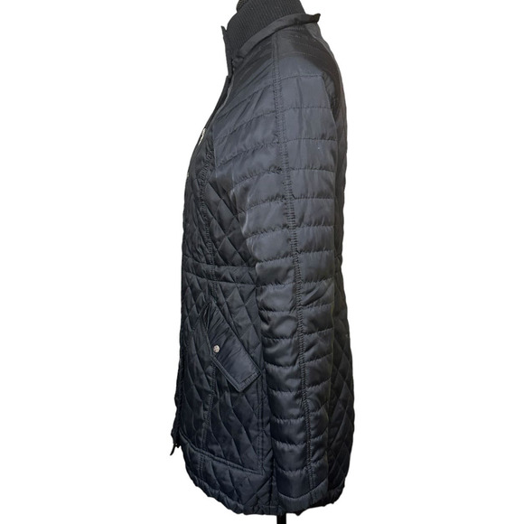 Vince Camuto Black Quilted Full Zip Front Jacket Size S Mid Length - Picture 3 of 6